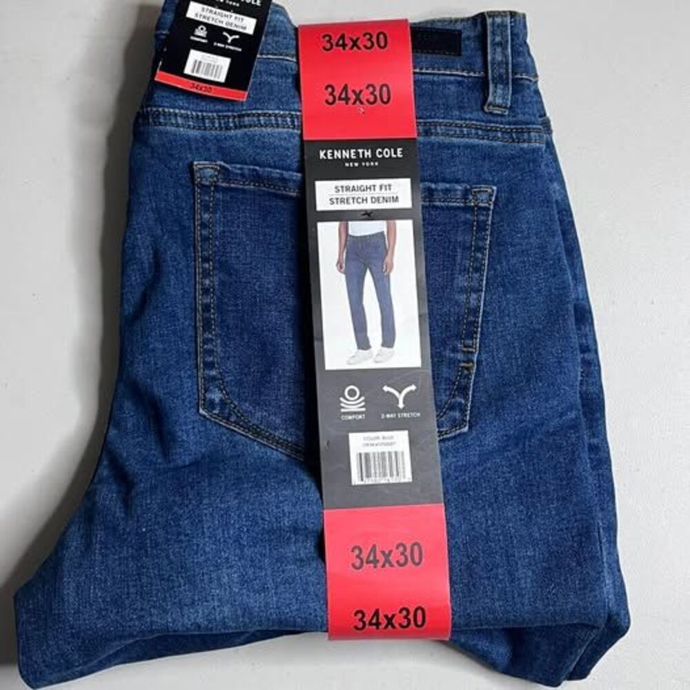 Kenneth Cole Straight Fit Stretch Denim Jeans 34x30